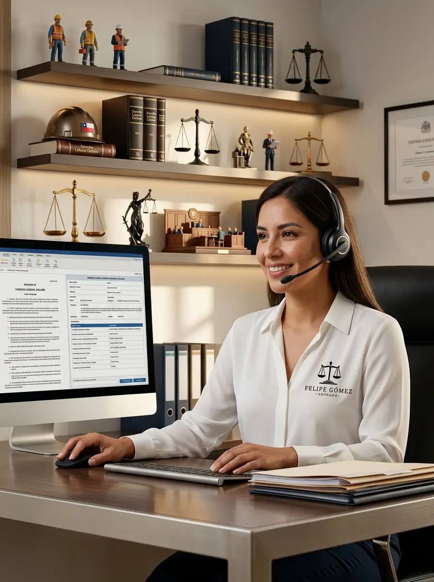Abogada laboral atendiendo a trabajador de forma virtual